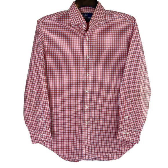Polo Ralph Lauren Regent Shirt Men's 15.5 Orange Plaid Classic Fit Button Down - Picture 2 of 12